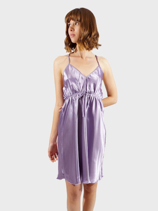 G Secret Summer Satin Women's Nightdress Purple