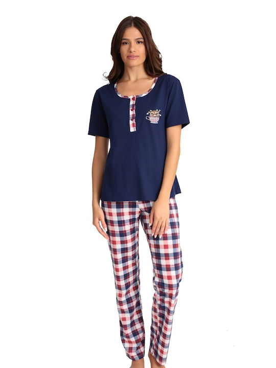 Lydia Creations De vară Set Pijamale pentru Femei De bumbac Albastru