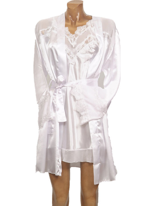 Elite Form Sommer Braut Damen Robe mit Nachthemd Weiß