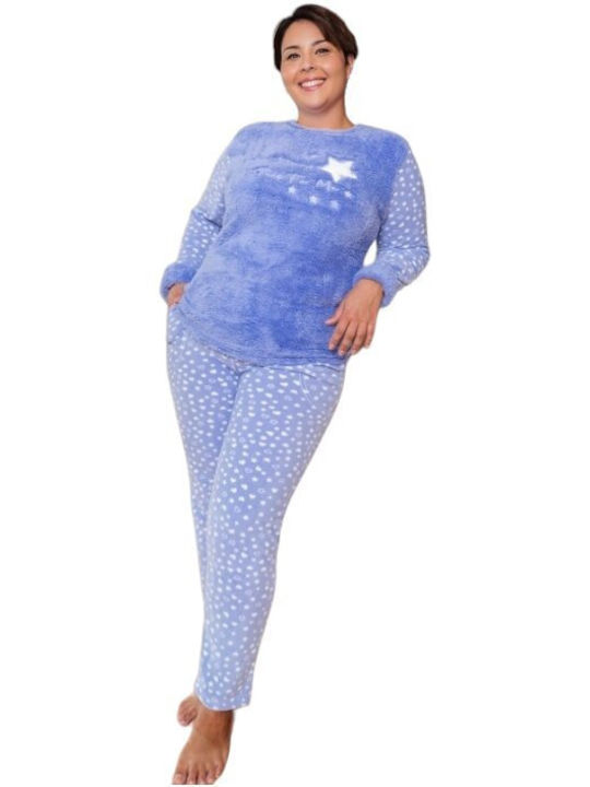 Remix Winter Women's Pyjama Set Fleece Light Blue