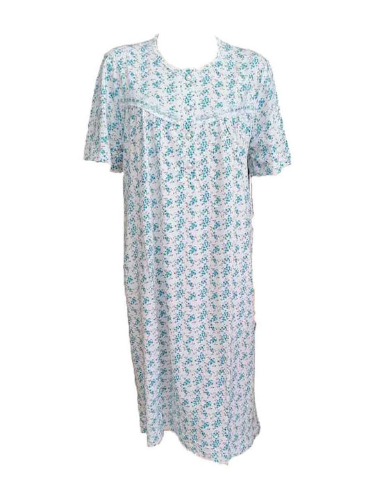 WOMEN'S COTTON NIGHTDRESS GIOTA 622 NY-801 - TURQUOISE