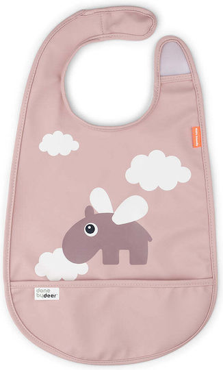 Done by Deer Happy Clouds Powder Αδιάβροχη Σαλιάρα Υφασμάτινη με Αυτοκόλλητο & Τσέπη Ροζ