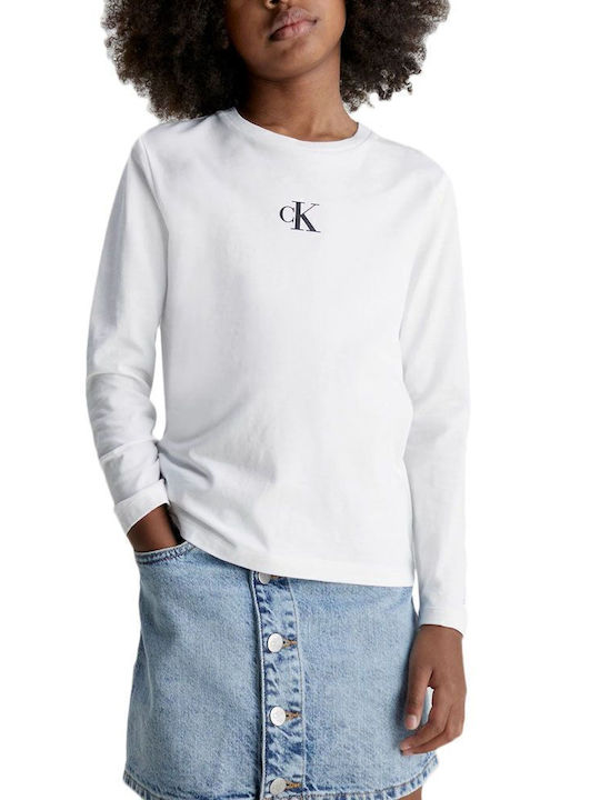 Calvin Klein Παιδική Μπλούζα Μακρυμάνικη Λευκή ...