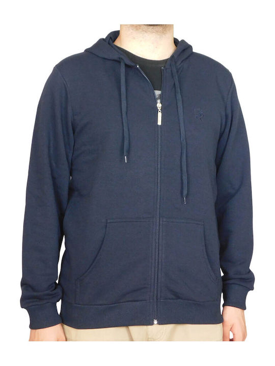 Target Jachetă cu fermoar pentru bărbați cu glugă și buzunare Albastră