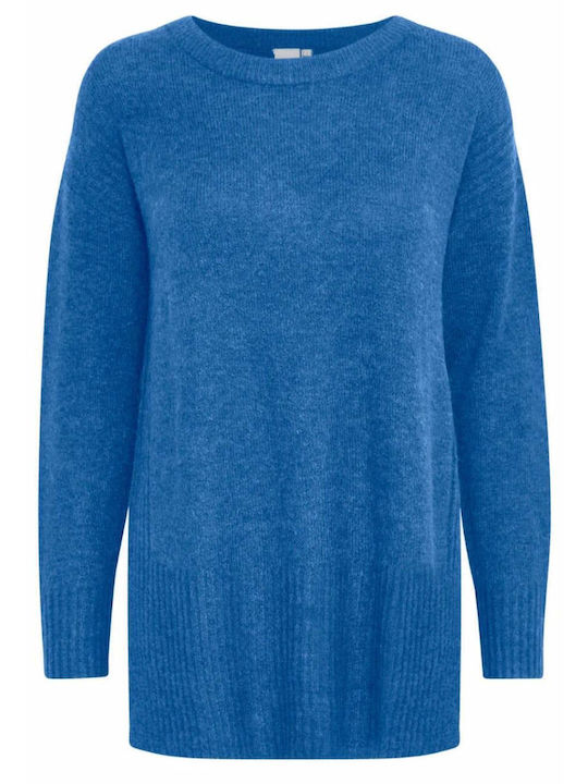 ICHI Damen Langarm Pullover Blau