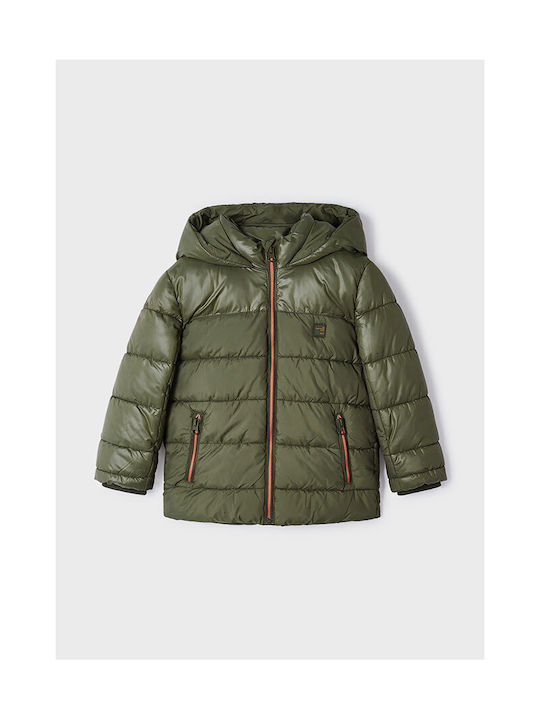 Mayoral Boys Quilted Coat Khaki with Lining & Ηood