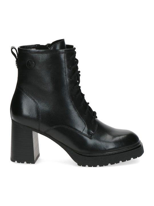Leather Women's Ankle Boots with Fur Black