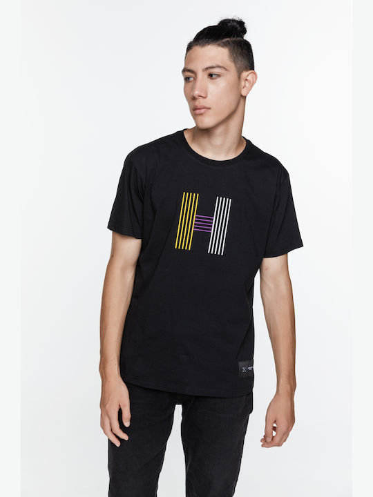 HoodLoom T-shirt Bărbătesc cu Mânecă Scurtă Negru