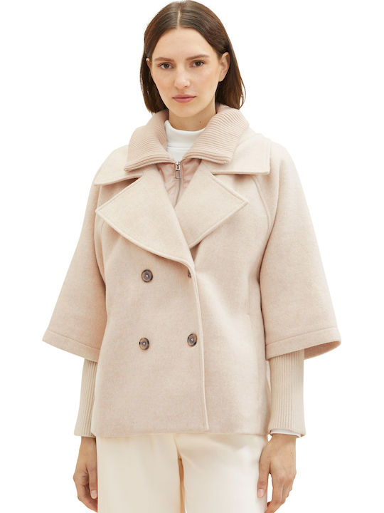 Tom Tailor Damen Beige Kurzmantel Oversized mit...