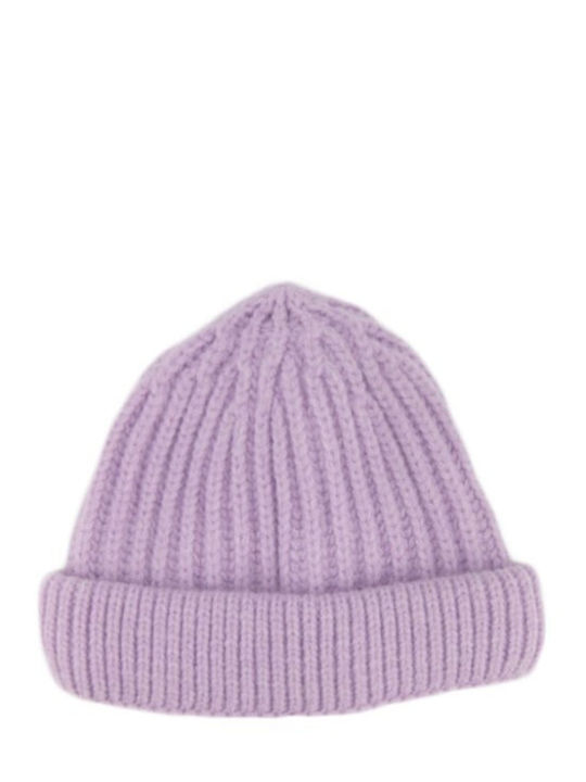 Beanie Feminin Căciulă cu Tricotaj Rib în culoarea Lila