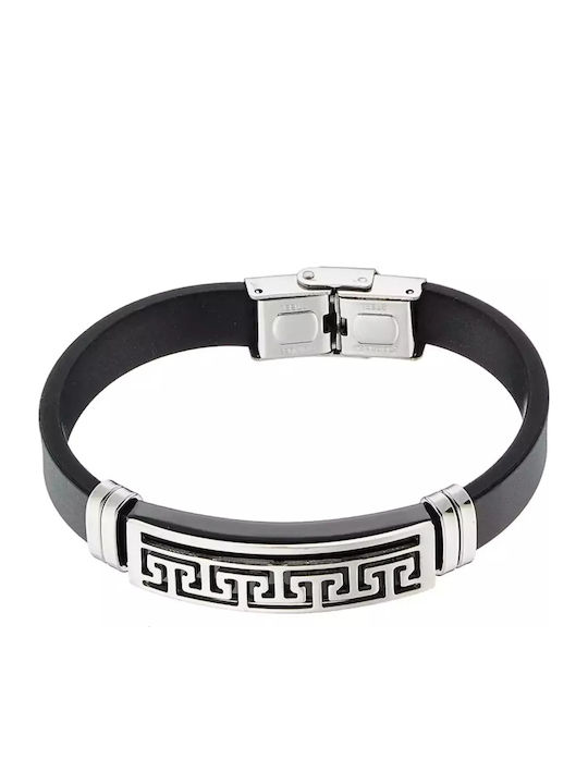 Art Men's Bracelet Id with design Meander made of Steel