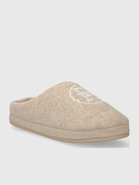 Wollene Winter Damen Hausschuhe Beige