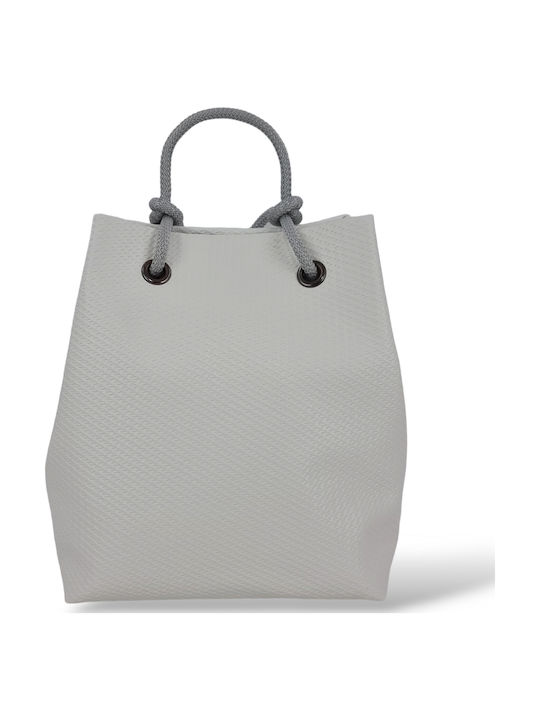 Playbags Ψάθινη Γυναικεία Τσάντα Πλάτης Λευκή