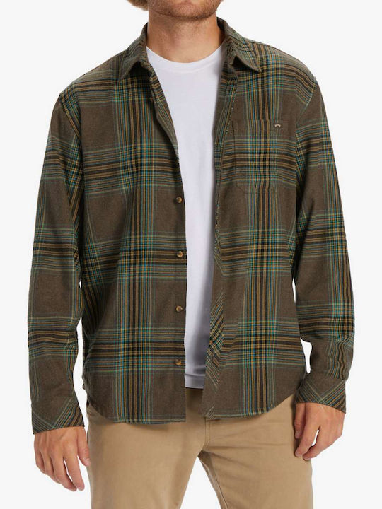 Billabong Coastline Men's Shirt Long-sleeved Flannel Checked Brown