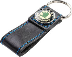 Skoda Schlüsselanhänger Blau Leder