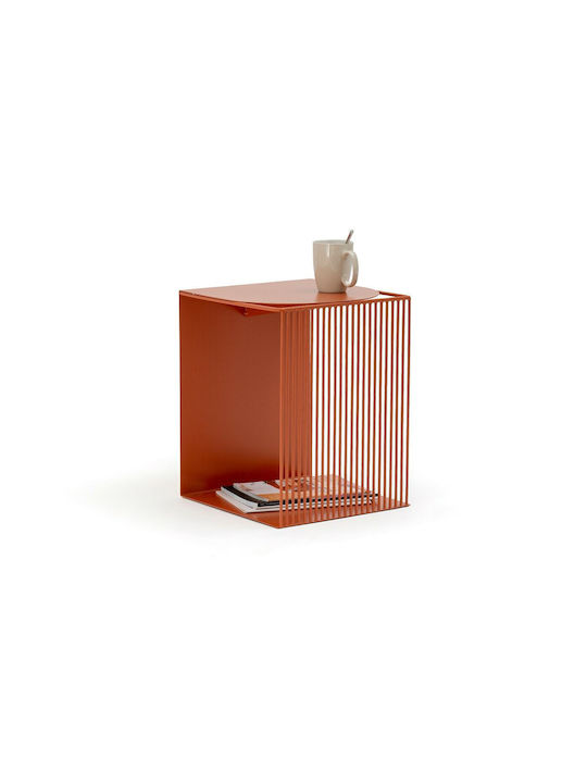 Rectangular Side Table Metal Orange L36xW35xH45cm.