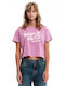 Emerson Damen Crop T-shirt Lila