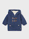 Kinderstrickjacke Gestrickt mit Kapuze Dunkelblau.