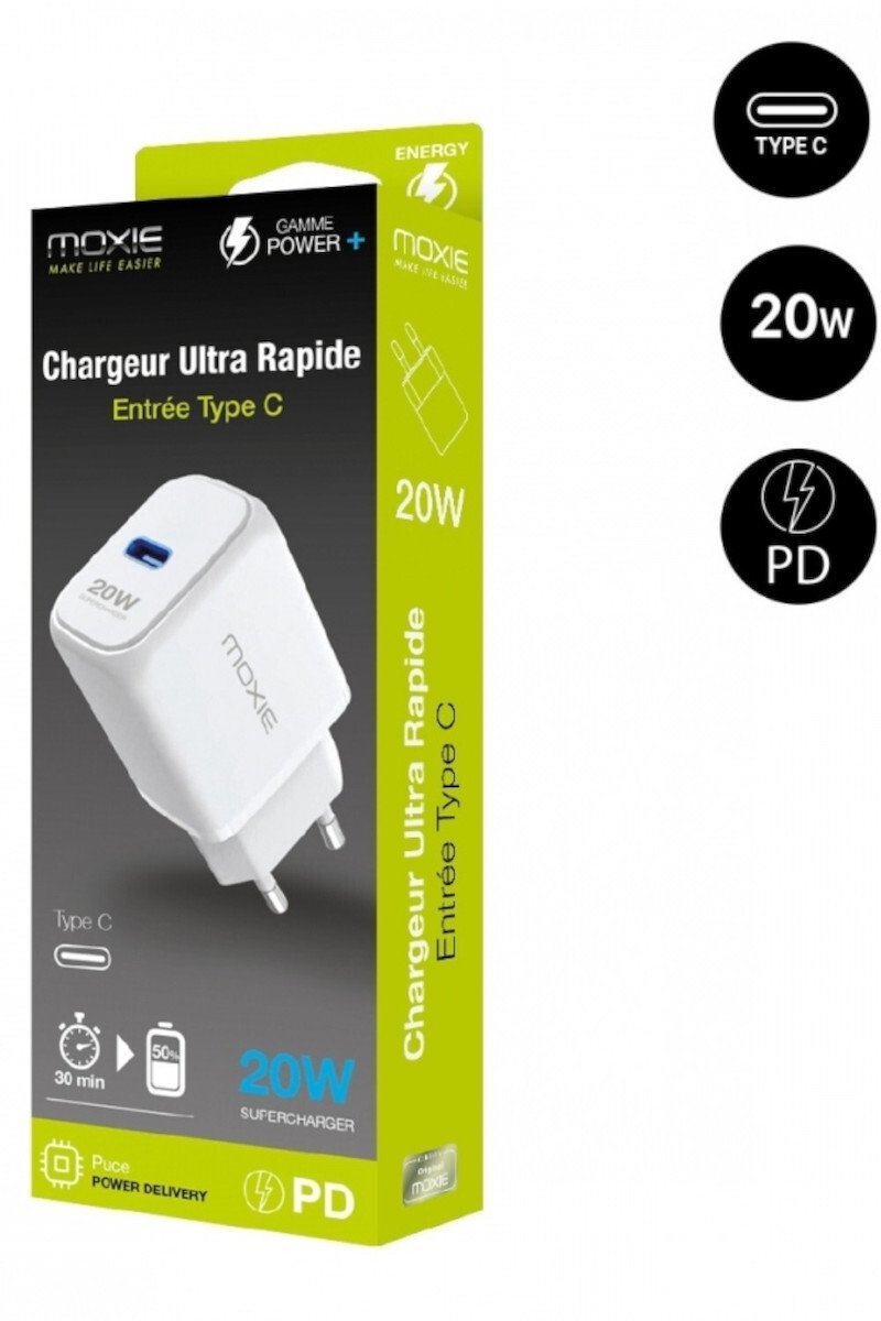 Chargeur rapide Power Delivery USB-C 20 W avec Câble Type-C 45w