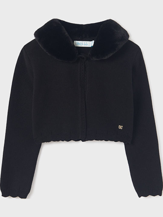 Kids Cardigan Cotton with Hood Black