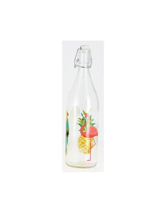 Cerve Eco-friendly Glass Water Bottle with Screw Cap ANANAS Multicolour 1000ml