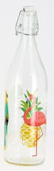 Cerve Eco-friendly Glass Water Bottle with Screw Cap ANANAS Multicolour 1000ml