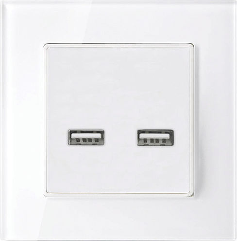 Elmark Walled Power Socket with 2 USB Ports White
