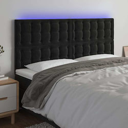 vidaXL LED Табла за Легло, Текстилна, Черна, 18...