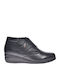 Leder Stiefeletten Damen Schwarz