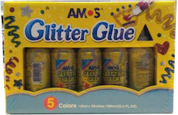 Amos Gold Glitter Glue 120ml 5 Pieces