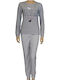 Fawn Winter Damen Pyjama-Set Baumwolle Gray 6541