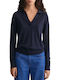 Damen Langarm Pullover Baumwolle Marineblau