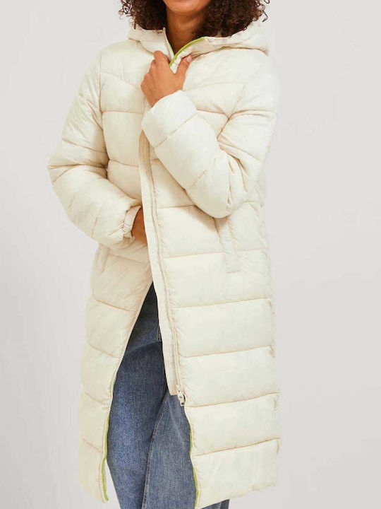 Jack & Jones Women's Long Puffer Jacket for Winter Seedpearl