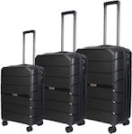 Cardinal Elusive Travel Suitcases Hard Black Maximum Height 69cm with 4 Wheels Set of 3pcs