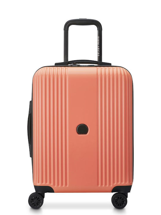 Delsey Ophelie Cabin Travel Suitcase Hard Coral Pink with 4 Wheels Height 55cm 389380319EU