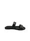 Leder Flache Sandalen für Damen in Schwarz Farbe
