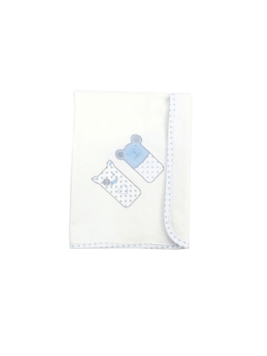 Baby Star Sugar Family Pânză de Înfășat Piqué White / Light Blue Alb 85x85εκ.