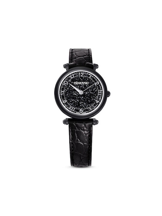 Swarovski Crystalline Uhr mit Schwarz Lederarmband