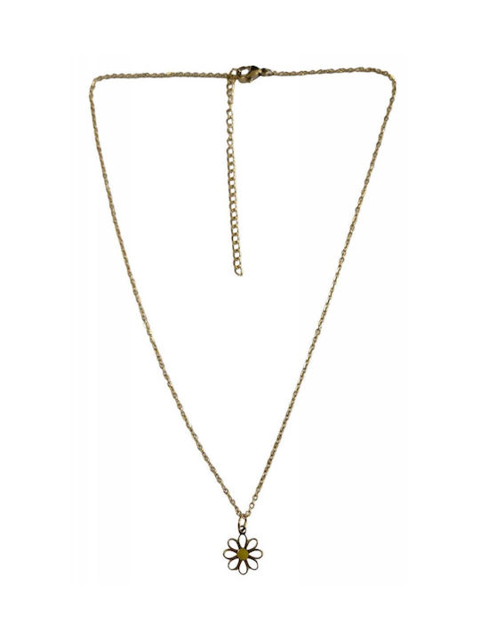 Kostibas Fashion Necklace with design Flower from Gold Plated Steel