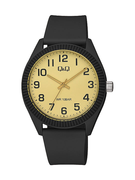 Q&Q Ανδρικό Ρολόι 41mm Μπαταρίας με Μαύρο Καουτσούκ Λουράκι