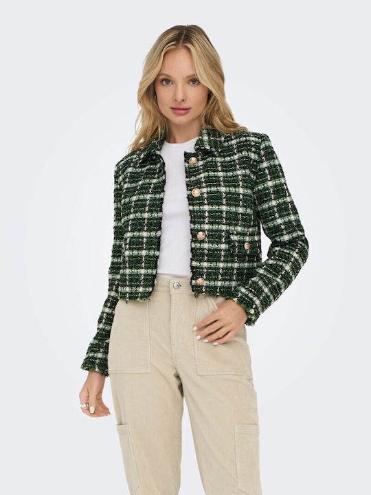 Only Short Women's Cardigan with Buttons Green