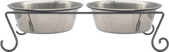 Nunbell Pet NUNBELL Stainless Steel Bowl Food & Water for Dog & Cat with Base 2x in Silver Color 2pcs