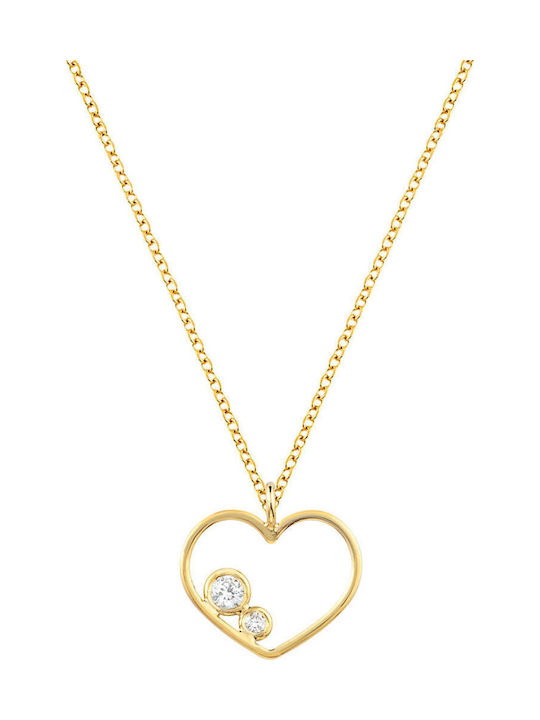 Ekan Charm mit Design Herz aus Gold 14K mit Diamant