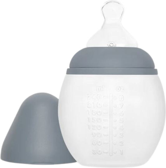 Elhee Plastic Baby Bottle Anti-colic with Silicone Teat for 0+ Months Blue Grey 240ml