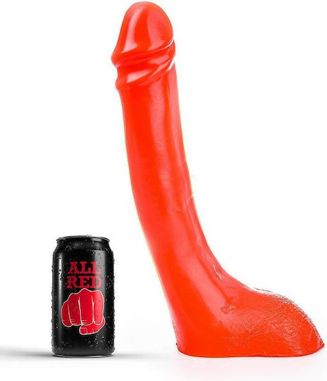 All Black Ρεαλιστικό Dildo με Όρχεις Κόκκινο 29cm