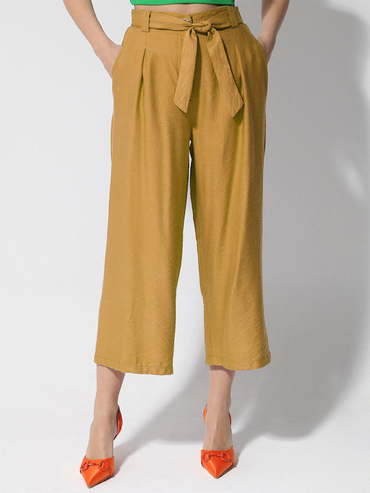Tresor Women's High-waisted Fabric Trousers Brown