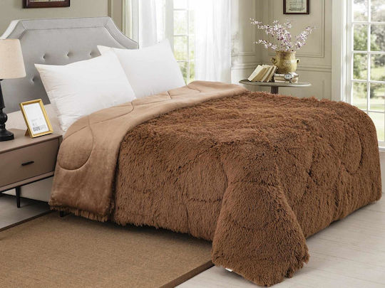 Linea Home Husă de pătură Dublu 210x230cm Hairy Mocha