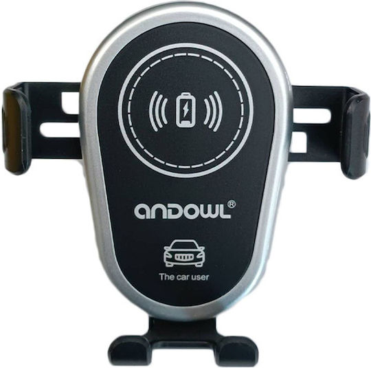 Andowl Qpd25 Car Mobile Mount with Adjustable Hooks and Wireless Charging Black