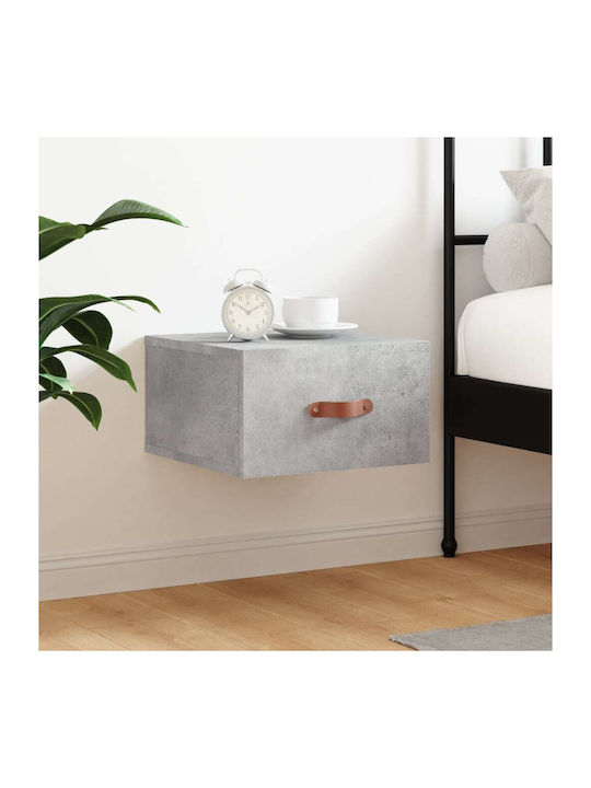 Wooden Bedside Table Gray Concrete 35x35x20cm