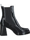 Leder Damen Chelsea Stiefeletten mit mittlerem Absatz Schwarz